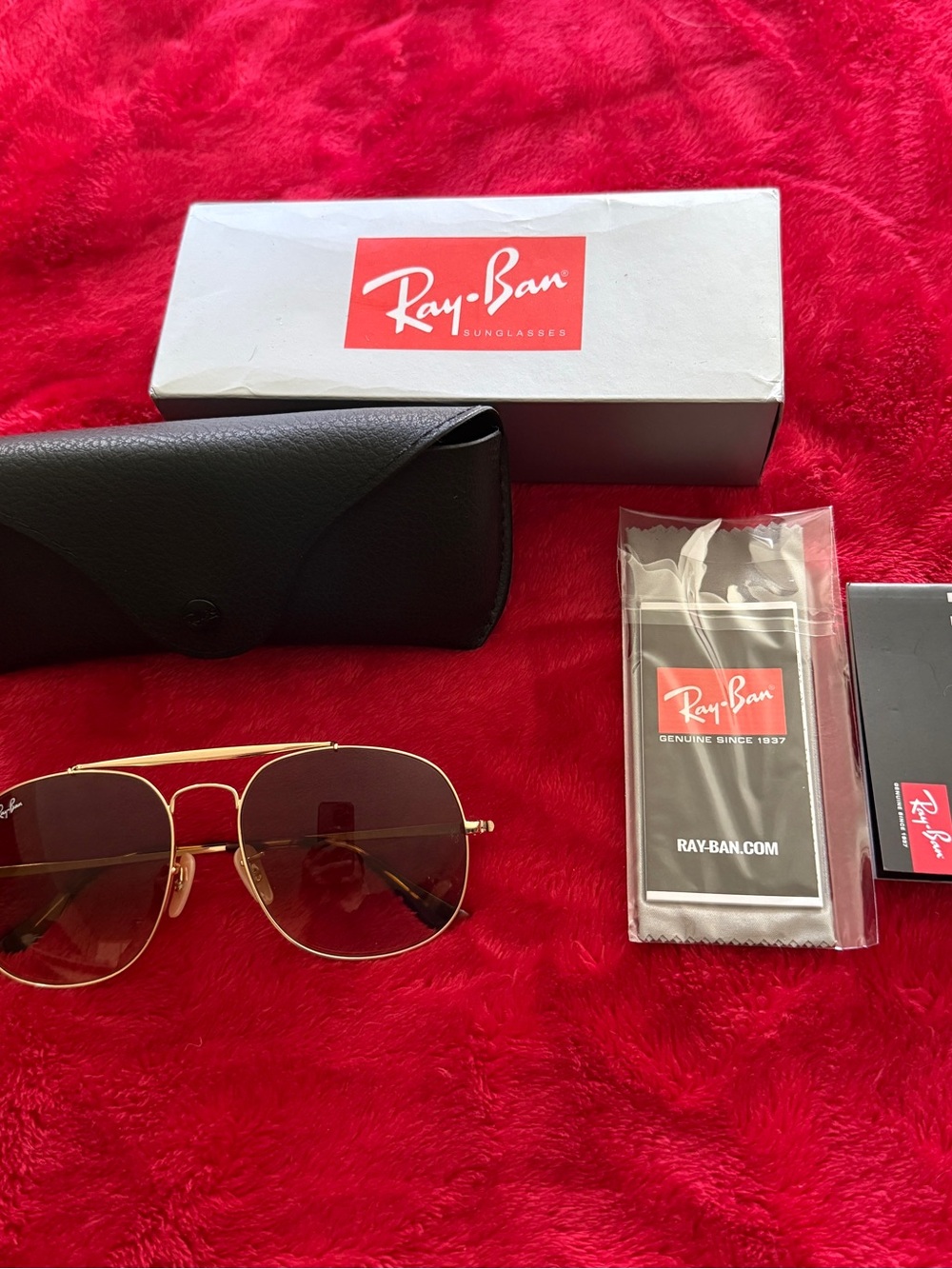 NWT Ray-Ban The General RB3561 9001A5 Aviator Sunglasses Gold Bronze Tint 57mm